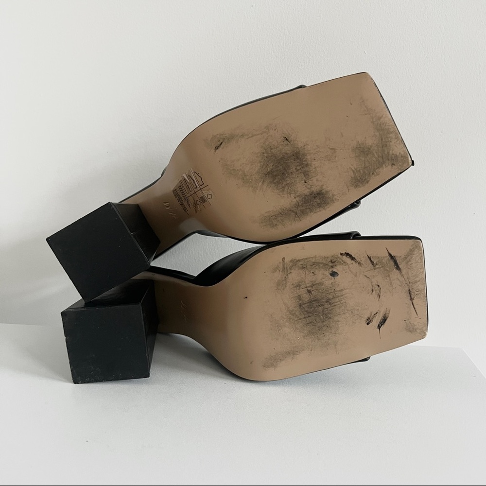 H&M Black Block Heel Square Toe Mule Sandals - image 5